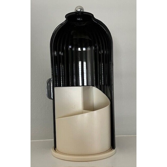 Other - Black and Tan Rotating Makeup Brush‎ Storage with Cover NEW